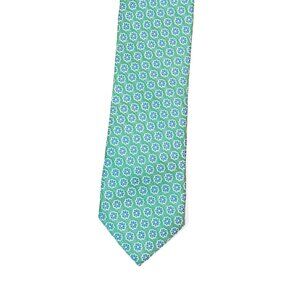 Knottery New York Men’s Silk Tie Green Blue Floral 62 inch Designer Skinny Tie